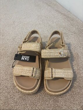 NWT Madden NYC Women's Natural Braided Strap Sandals